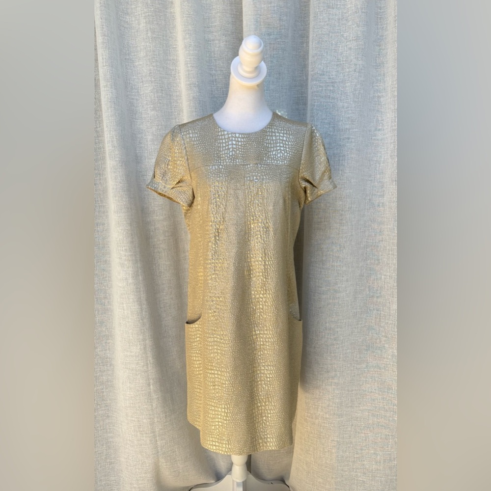 Pink Tartan silver short sleeve shift dress